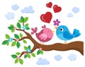 Valentine birds on branch theme 1 Royalty Free Stock Photo