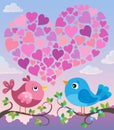 Valentine birds with heart shape theme 2 Royalty Free Stock Photo