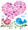 Valentine birds with heart shape theme 1 Royalty Free Stock Photo