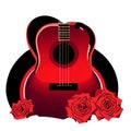 Valentine Black Guitar and Red Roses Royalty Free Stock Photo