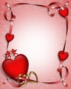 Valentine Border Hearts and Ribbons Royalty Free Stock Photo