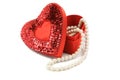 Valentine Box & Pearls on White Royalty Free Stock Photo