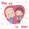 Valentine boy and girl in love. cartoon kids .