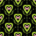 Valentine bright seamless pattern hearts butterfly texture black