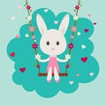 Valentine bunny on swing