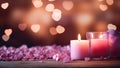 valentine candle and little hearts in the background Royalty Free Stock Photo