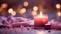 valentine candle and little hearts in the background Royalty Free Stock Photo