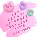 Valentine candy alphabet and candy hearts for customizing with your own text