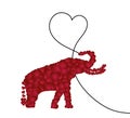 Valentine card. Animal print with elephant and heart. Royalty Free Stock Photo