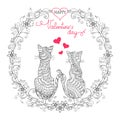 Valentine card with couple cats