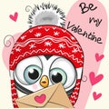 Valentine card with cute cartoon Penguin