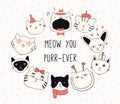 Valentine card with cute cats