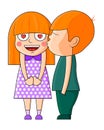 Boy kissing girl. Valentine vector illustration. Royalty Free Stock Photo