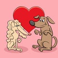 Valentine card with dog characters in love Royalty Free Stock Photo