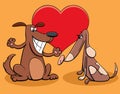 Valentine card with dog couple characters in love Royalty Free Stock Photo