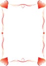 Valentine card frame with red gradient hearts. Royalty Free Stock Photo