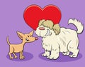 Valentine card with funny dog characters in love Royalty Free Stock Photo