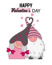 Valentine card. Gnome couple in love.