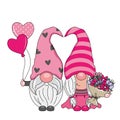 Valentine card. Gnome couple in love.