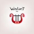 Valentine card harp