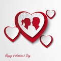 Valentine card with hearts and lovers