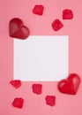 Valentine Card With Hearts And Roses On Pink Background
