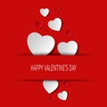 Valentine card with hearts tucked Royalty Free Stock Photo