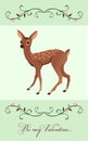 valentine card with a little fawn