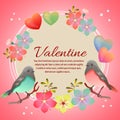 Valentine card with love and bird couple Royalty Free Stock Photo