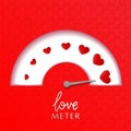 Valentine card with love gauge concept design on red background suitable for cards, postcards, promotion. vector Royalty Free Stock Photo