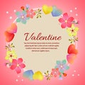 Valentine card with love shape and soft flower Royalty Free Stock Photo