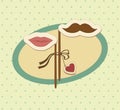 Valentine card with mustache and lips.