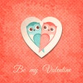 Valentine Card with Owls. Vector illustration, eps10. Royalty Free Stock Photo