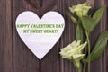 Valentine card with text Happy Day my sweet heart green