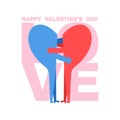 Valentine card. Valentine`s Day greeting card. Lovers. Man and woman love. Two figures of embrace. Pleasure and passion. Romance Royalty Free Stock Photo