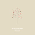 Valentine card vector template with tree and little hearts. Romantic adorable minimalist cartoon. Love symbol.