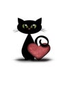 Valentine cat with red heart