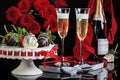 Valentine Champagne Flutes Roses Lingerie Royalty Free Stock Photo