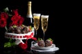 Valentine Champagne Roses Chocolate Covered Strawberries
