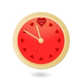 Valentine clock with hearts Royalty Free Stock Photo