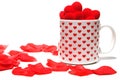 Valentine coffee cup hearts
