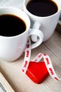 Valentine coffee cups with heart Royalty Free Stock Photo