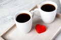 Valentine coffee cups with heart