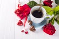 Valentine coffee with roses