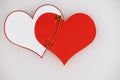 Valentine concept- two pined paper Royalty Free Stock Photo