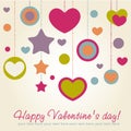 Valentine congratulation card with hearts