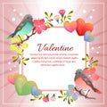 Valentine couple bird decoration square text Royalty Free Stock Photo