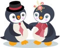 Valentine couple penguins in love