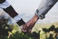 Valentine couples walking hand in hand, promised to take care of each other