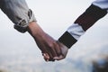 Valentine couples walking hand in hand, promised to take care of each other